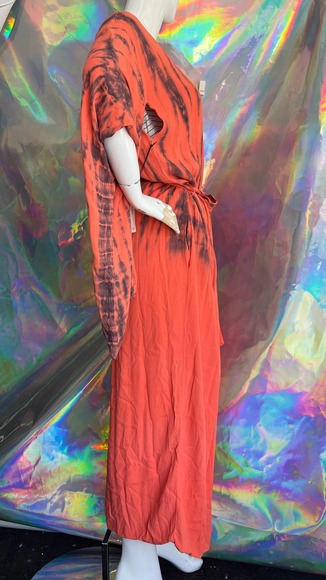 NWT Orange Tie Dye Tie Waist Duster - Picture 3 of 13